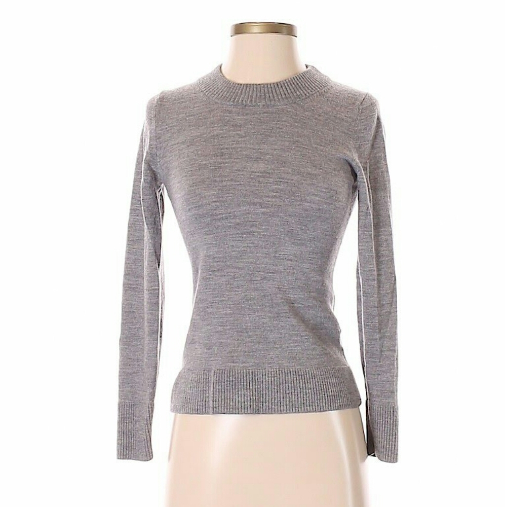 Banana Republic mock neck grey merino wool sweater